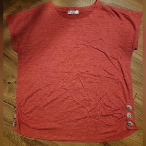 89th & Madison Salmon Crewneck Short Sleeve Blouse Sz Large